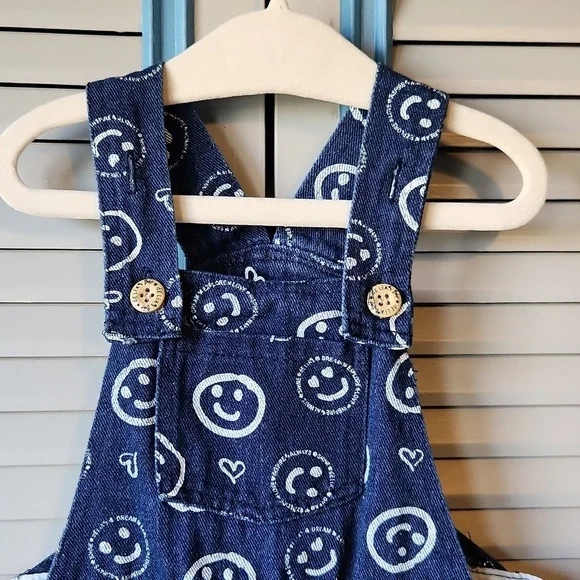 Delia's Baby Smiley Face Denim Overalls - Picture 3 of 12
